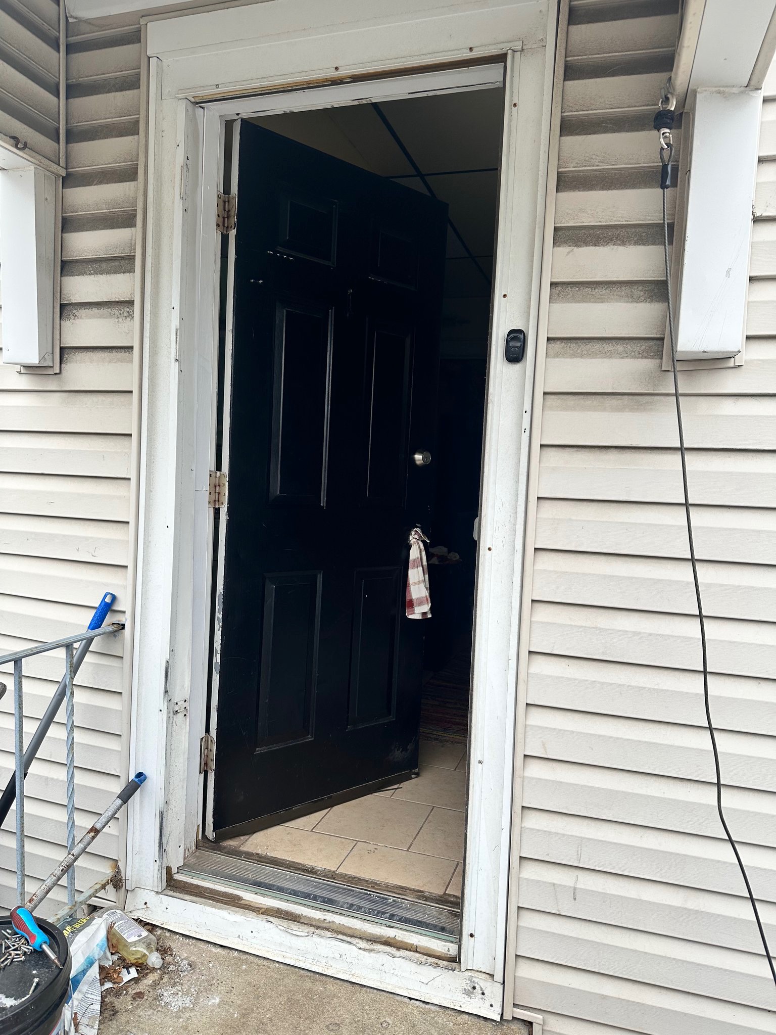 Old exterior door before replacement